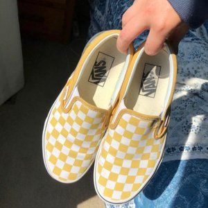 Yellow Checkered Vans - Women's size 6